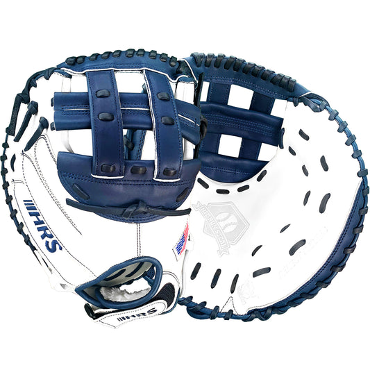 34" Softball Catcher's Mitt - White with Navy Laces