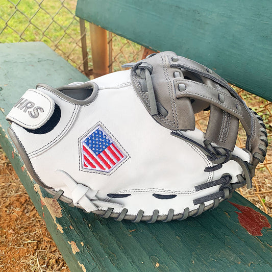 34" Softball Catcher's Mitt - White with Gray Laces