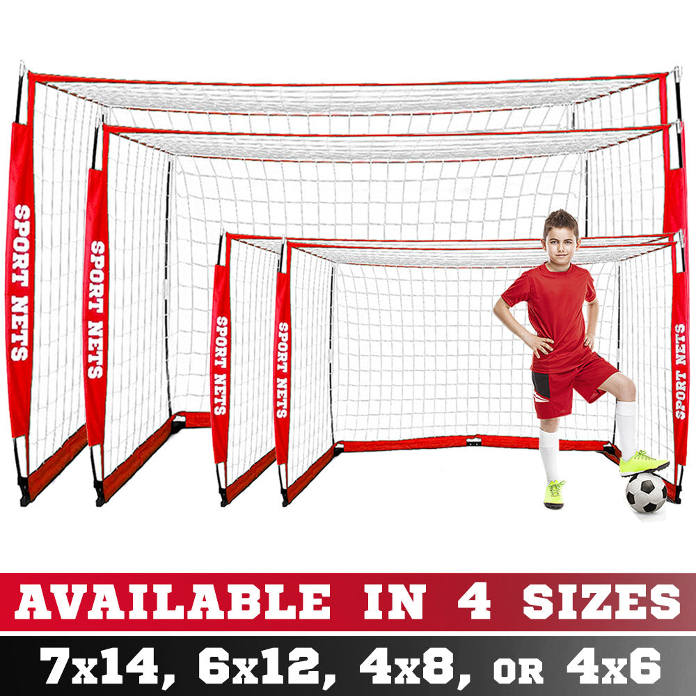 Portable Soccer Goal With Carry Bag - 4 Sizes 4' X 6' - 4' X 8' - 6' X 12' - 7' x 14'