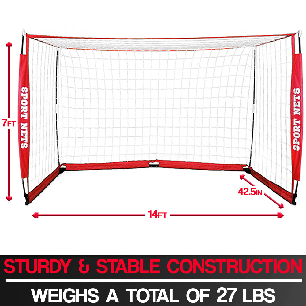 Portable Soccer Goal With Carry Bag - 4 Sizes 4' X 6' - 4' X 8' - 6' X 12' - 7' x 14'