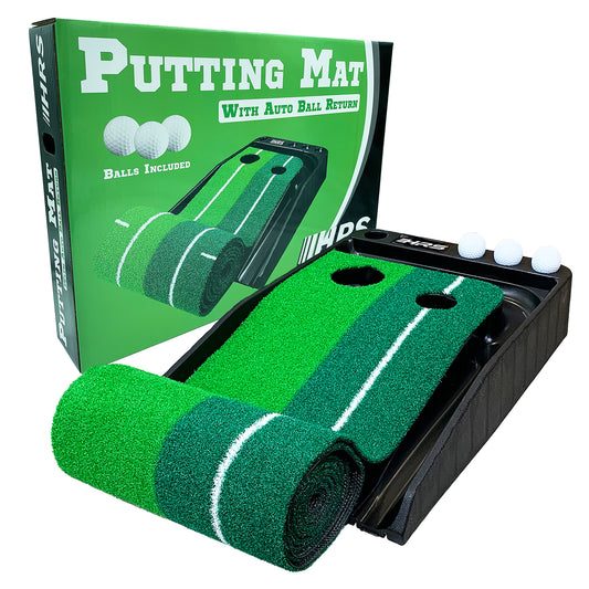 Indoor Golf Putting Practice Green With 3 Golf Balls- Great For Any Indoor Space/Office/Basement/Living Room - Automatic Ball Return