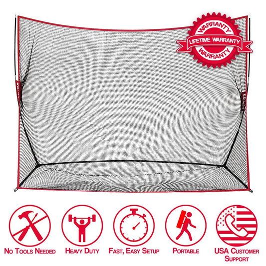 Heavy Duty 10x7 Golf Hitting Net & Mat - Perfect Golf Practice Net. Use Indoor, Outdoor, Garage, Backyard, Or In Any Open Field