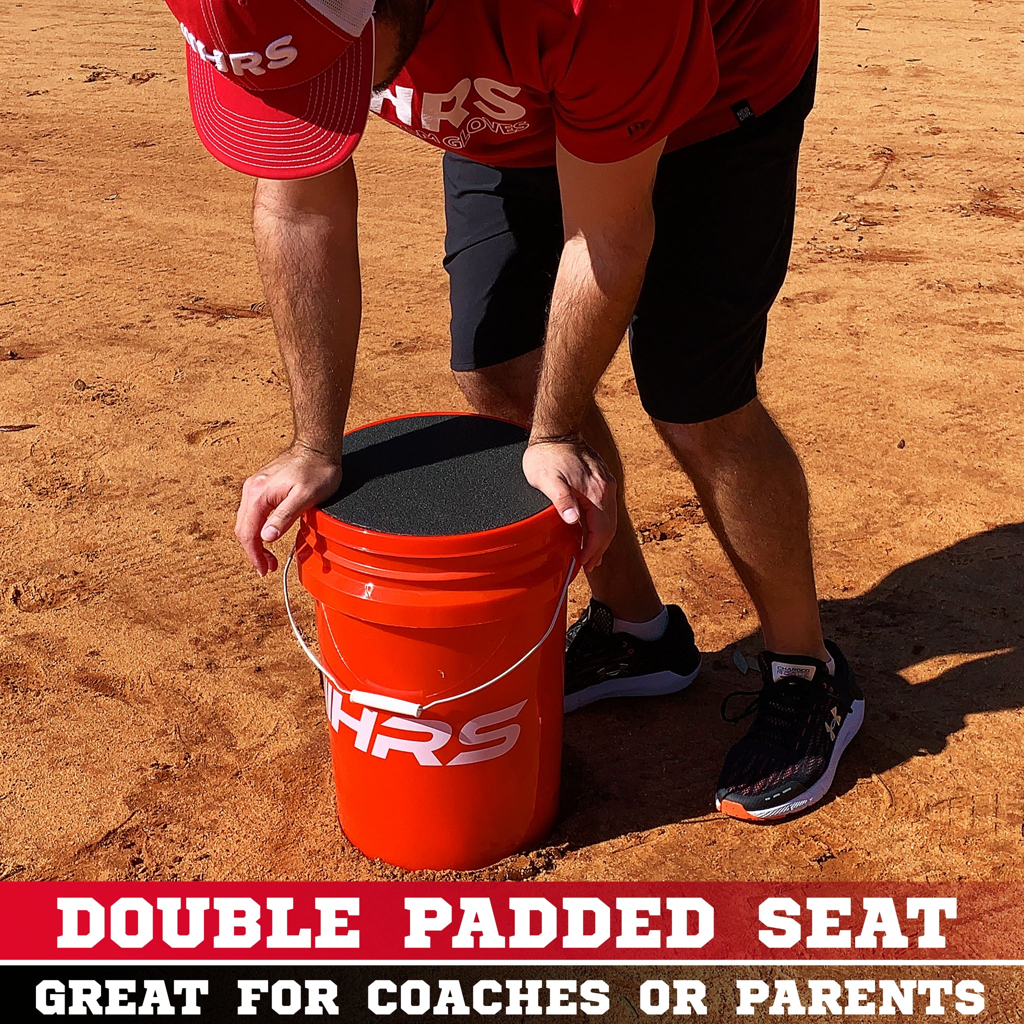 Official Size Practice Baseballs in 6Gallon Bucket & Padded Seat Top Hit Run Steal