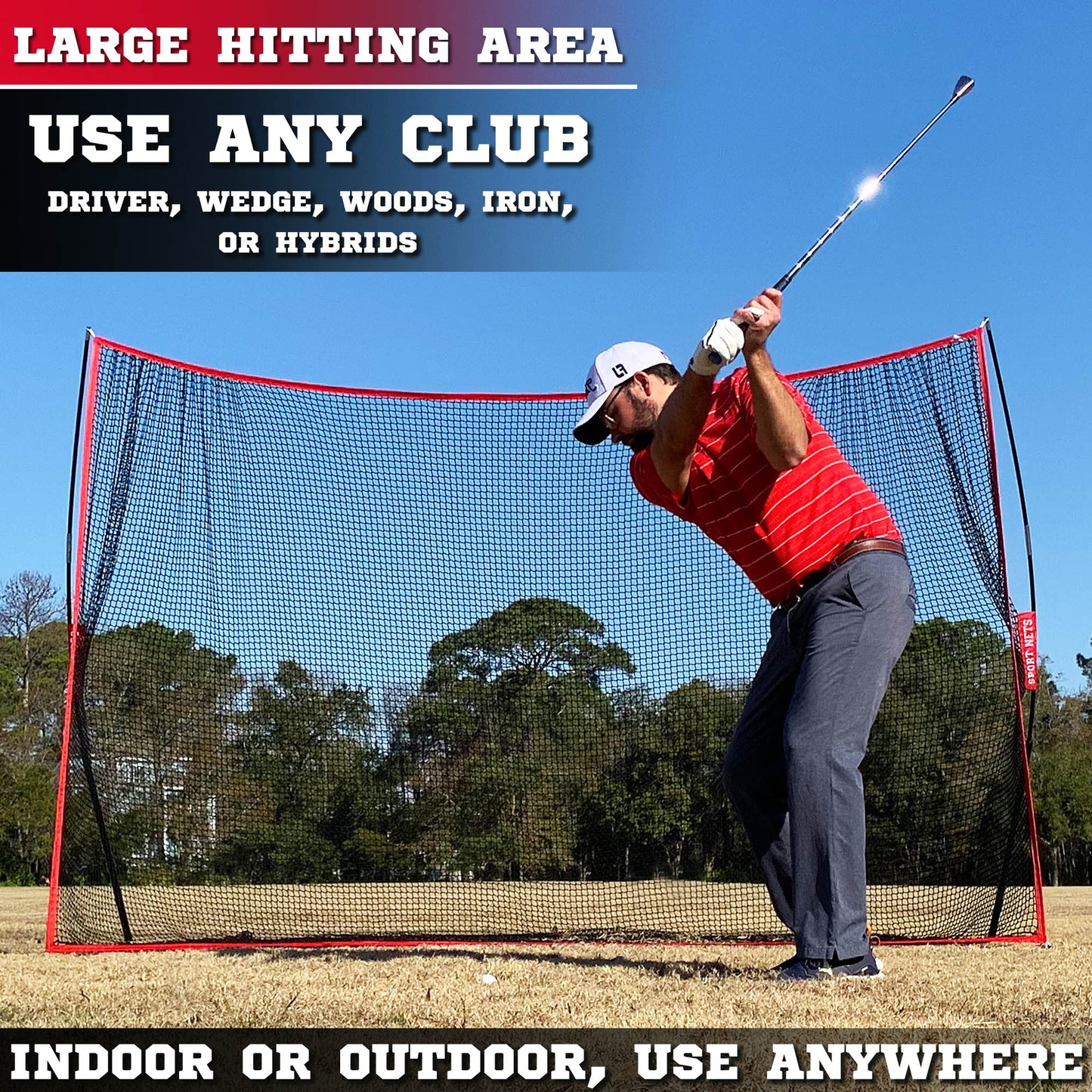 Heavy Duty 10x7 Golf Hitting Net & Mat - Perfect Golf Practice Net. Use Indoor, Outdoor, Garage, Backyard, Or In Any Open Field