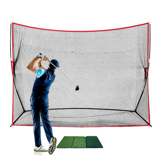 Heavy Duty 10x7 Golf Hitting Net & Mat - Perfect Golf Practice Net. Use Indoor, Outdoor, Garage, Backyard, Or In Any Open Field